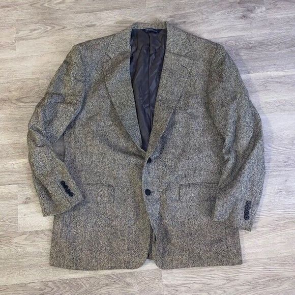 Vintage Polo Ralph Lauren USA Mens 43R Wool Silk Blend Tan Two Button Blazer